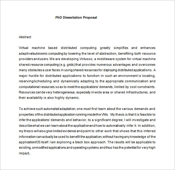 phd dissertation proposal template free download