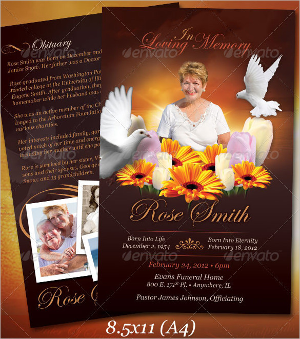 psd funeral program obituary template download