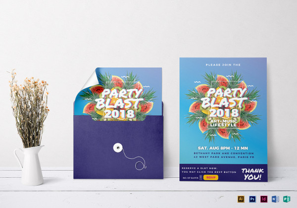party blast invitation indesign template