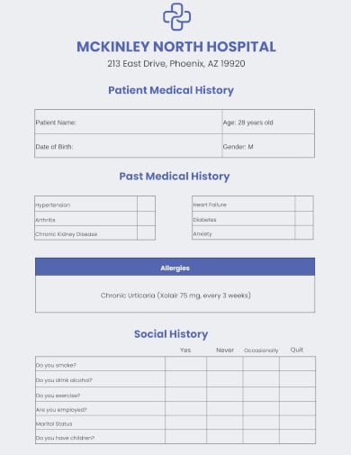 patient medical chart template