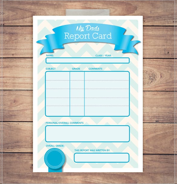 personalised blank dad report card template
