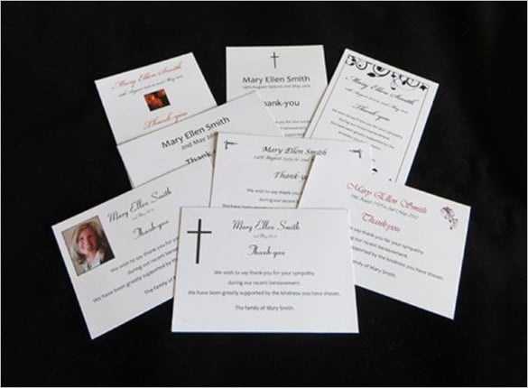 personalised funeral service thank you card