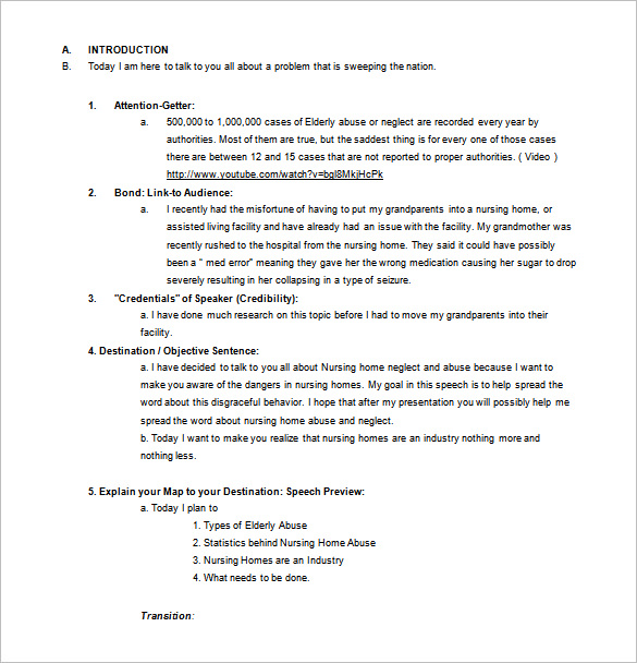 persuasive speech outline sample