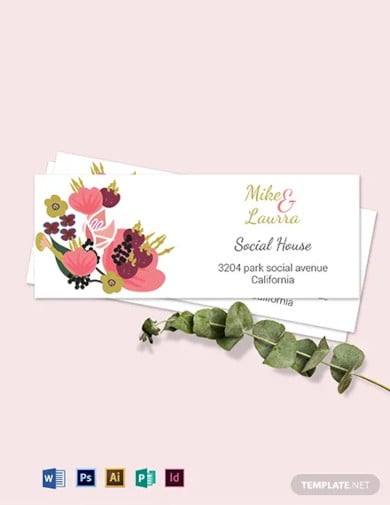 pink floral wedding address labels card template