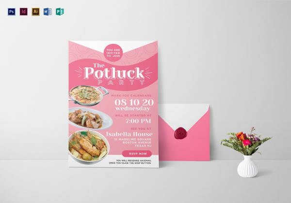 potluck party email invitation template in indesign