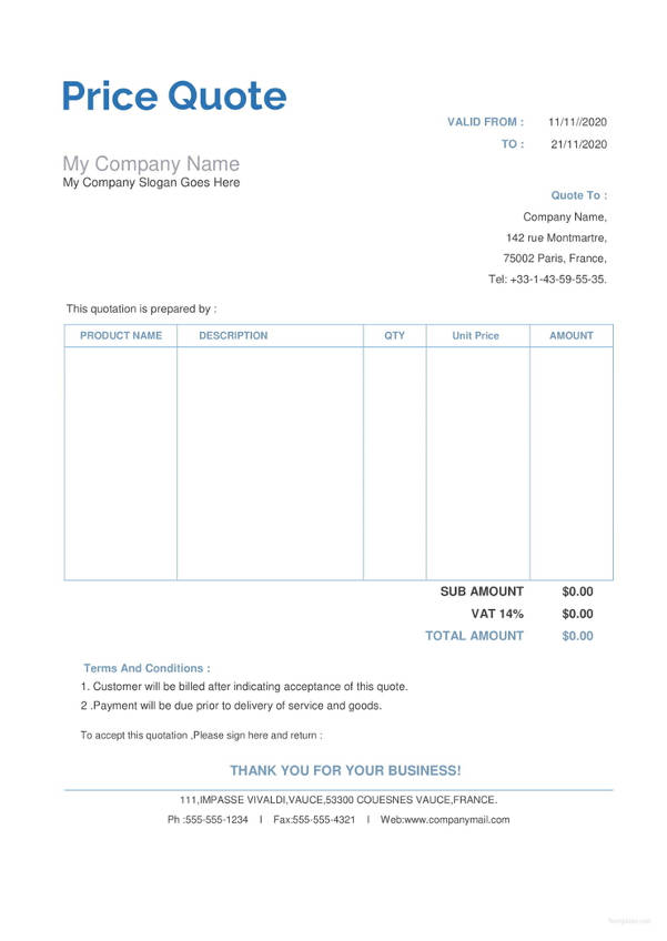 price-quotation-template