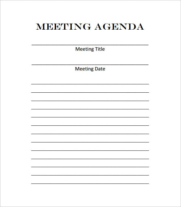printable blank meeting agenda form template