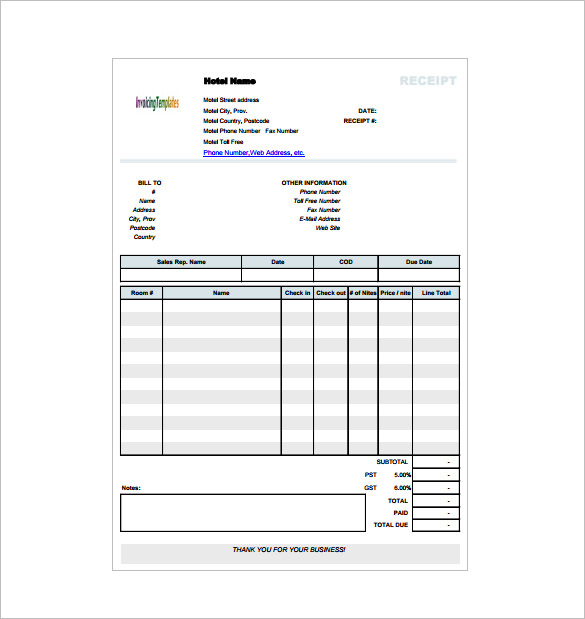 21 hotel receipt templates pdf doc excel free premium templates