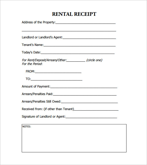 Vacation Rental Receipt Template