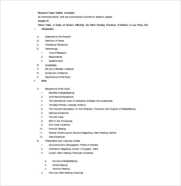 printable research paper outline example