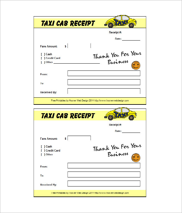 New York Taxi Cab Receipt Template