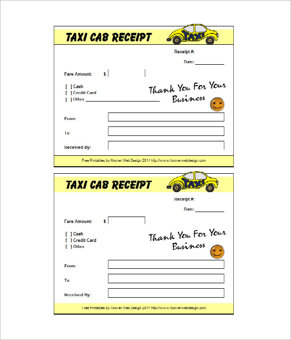Printable Taxi Receipt