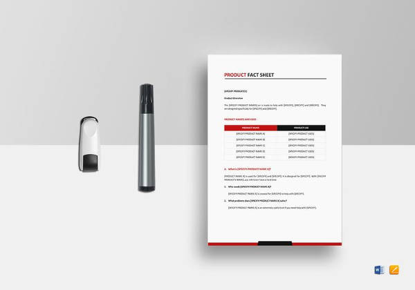 product fact sheet template in doc