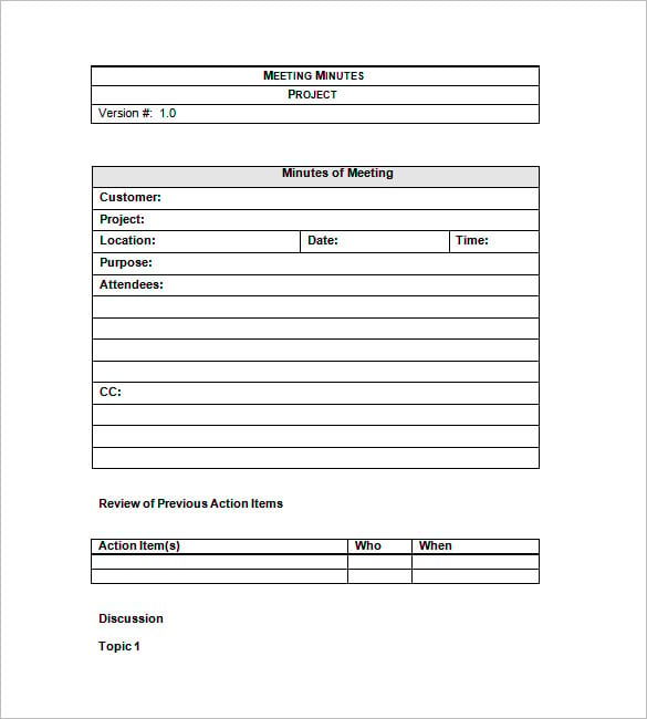 project meeting minutes template example