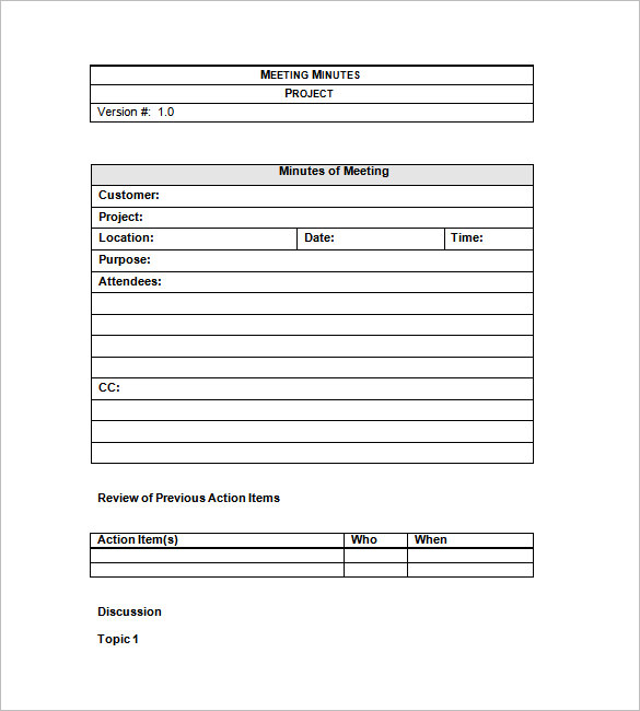 Project Meeting Minutes Template Word