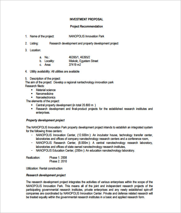 14  Investment Proposal Templates Free Word Excel PDF Formats