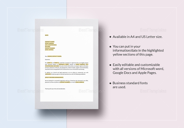 proposal to buy a business template