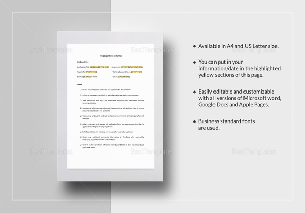 recruiter job description template