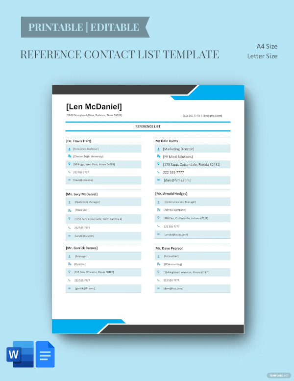 Contact List Template 23+ Free Sample, Example, Format