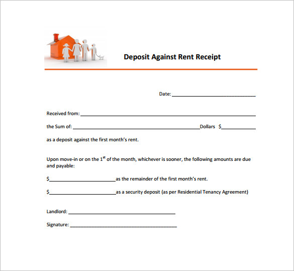 rent deposit receipt template download