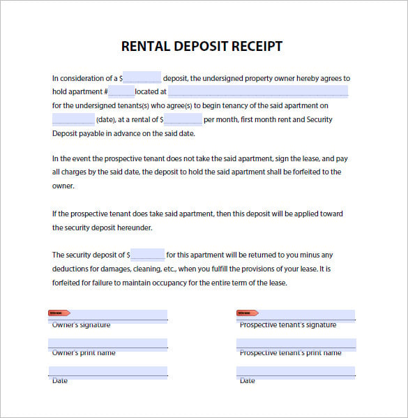 rental deposit receipt pdf download