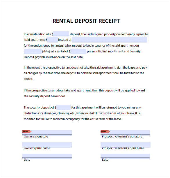 rental deposit receipt pdf download