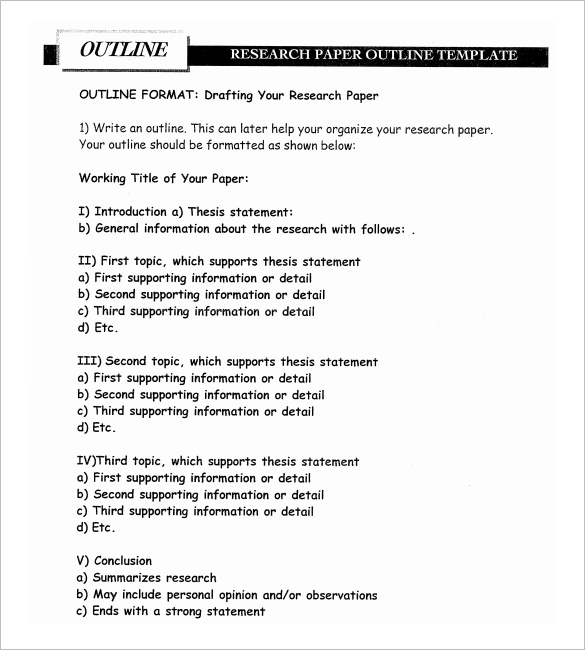 research paper outline format