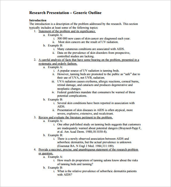 outline for a research presentation