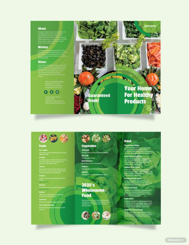 restaurant healthy food tri fold brochure template