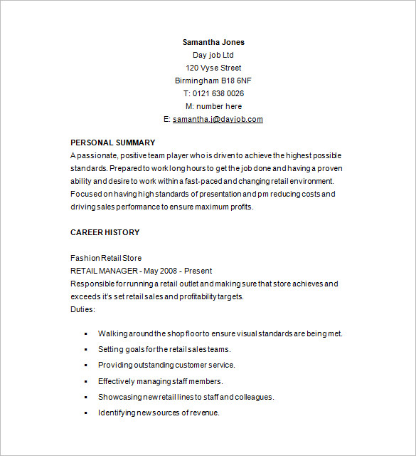 9+ Retail Resume Templates DOC, PDF