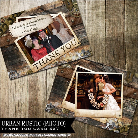 rustic photo thank you photo card