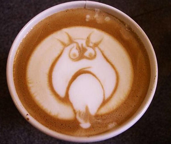 sad coffee art design