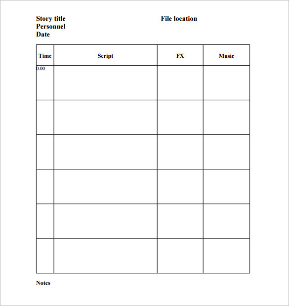 sample audio storyboard template soundfile pdf download