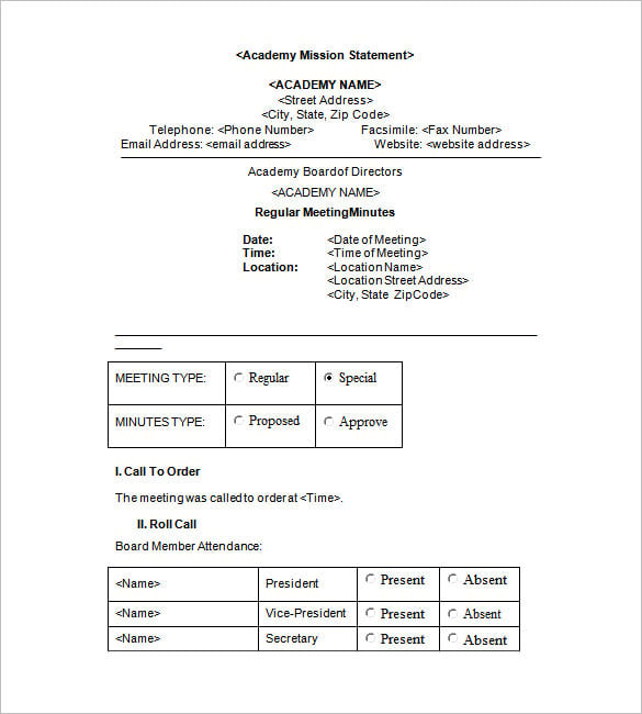 Board Meeting Minutes Template 7+ Free Sample, Example Format Download!