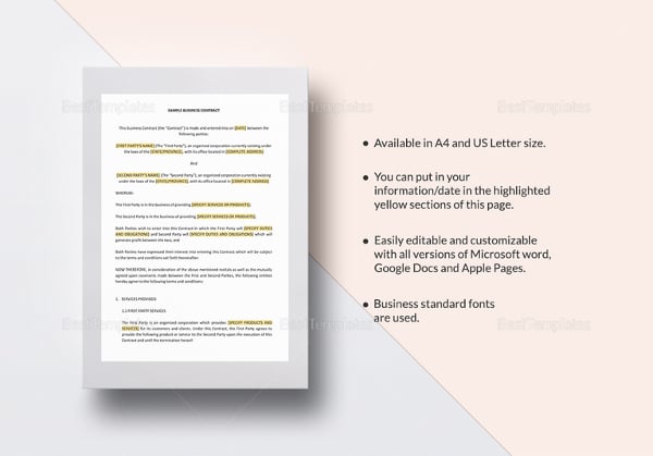 sample business contract template