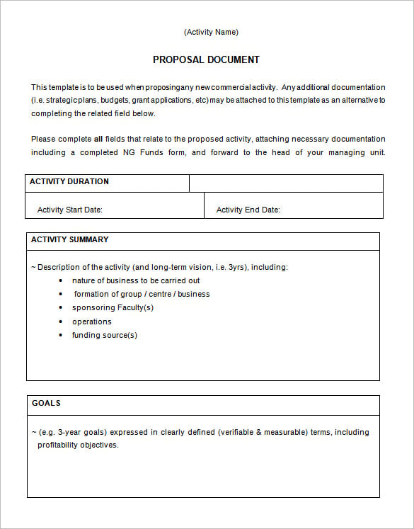 sample commercial business proposal template free download
