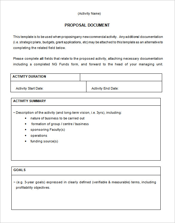 sample commercial business proposal template free download