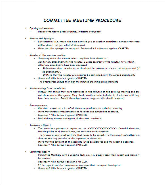Committee Meeting Minutes Template 14  Free Word PDF Download