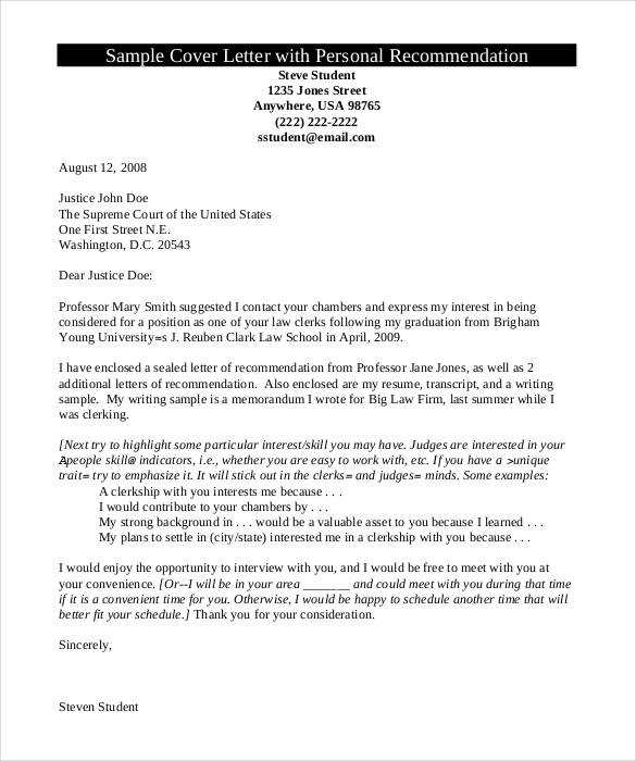 Personal Letter Of Recommendation 16 Free Word Excel Pdf Format