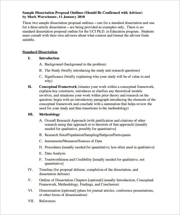 sample dissertation proposal outline template download