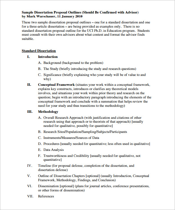 sample dissertation proposal outline template download