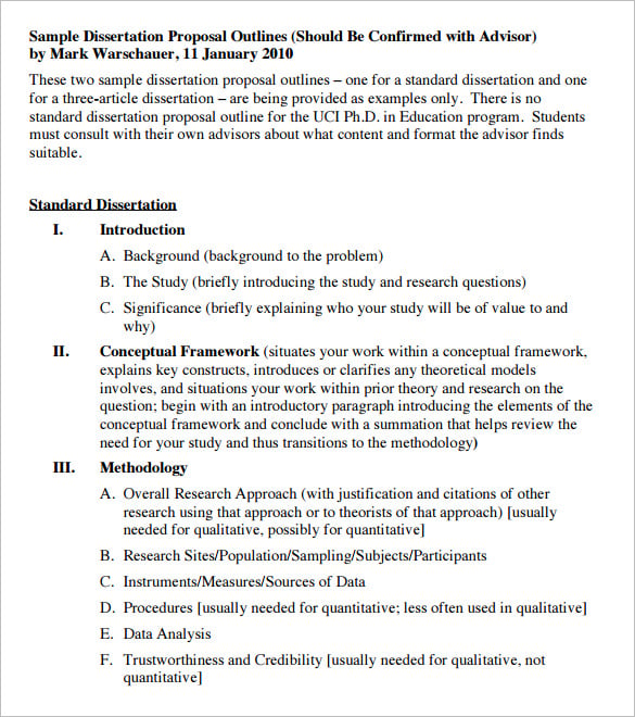 sample dissertation proposal outline template