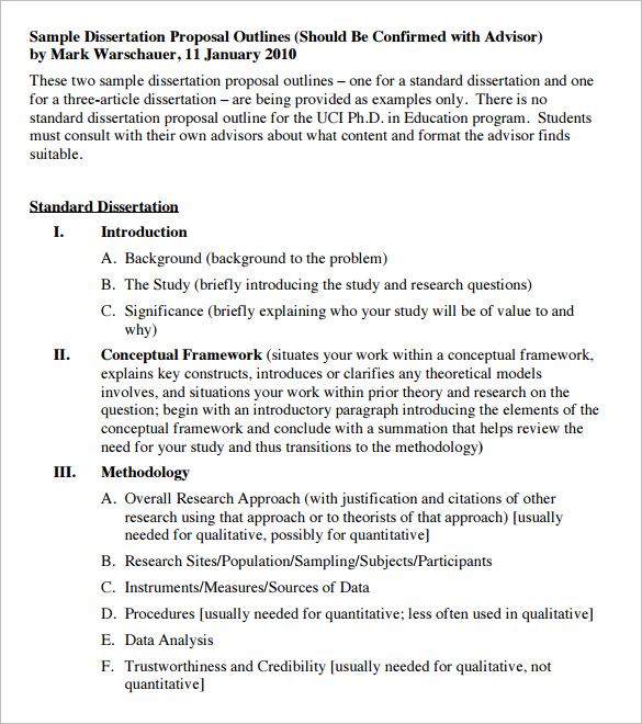 6+ Dissertation Outline Template DOC, PDF