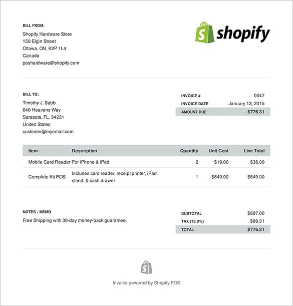 send invoice shopify