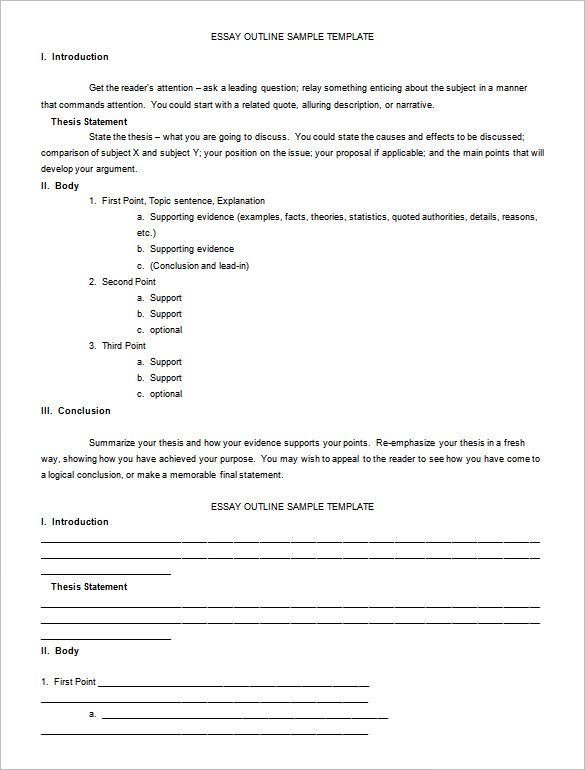 10+ Printable Essay Outline Templates Free PDF, Word Examples