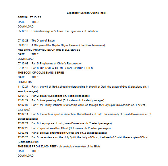 sample expository sermon outline template download