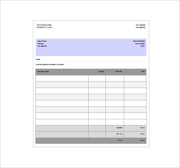 sample invoice receipt download