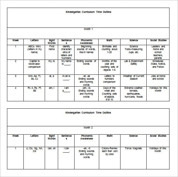 sample kindergarten lesson plan template download