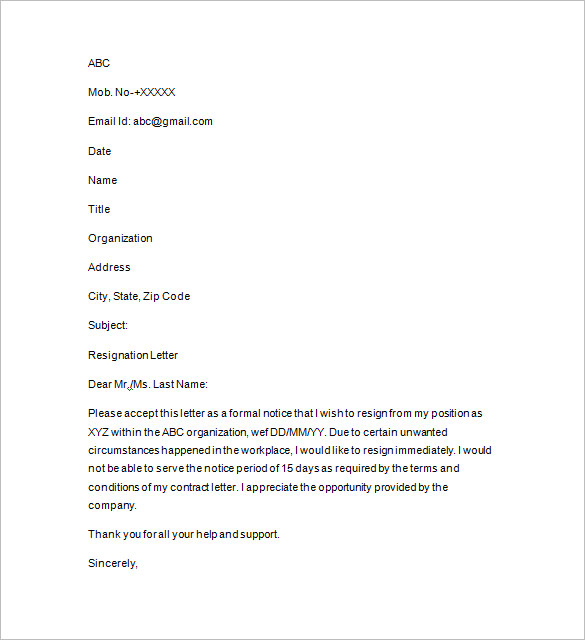 11+ Resignation Notice Templates - DOC, PDF