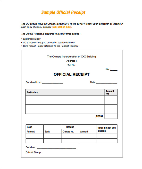 receipt format